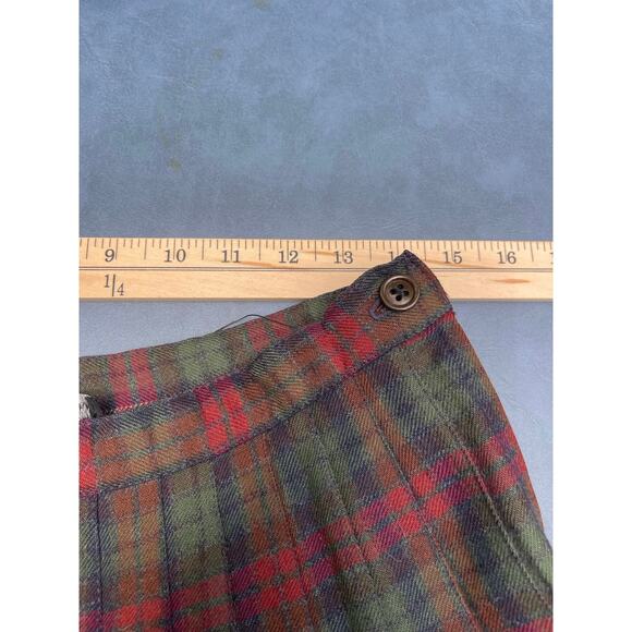 Vintage Rene Portier Plaid Tartan 100% Wool Pleated Skirt 1980's Fashion Sz 14 - Picture 8 of 9